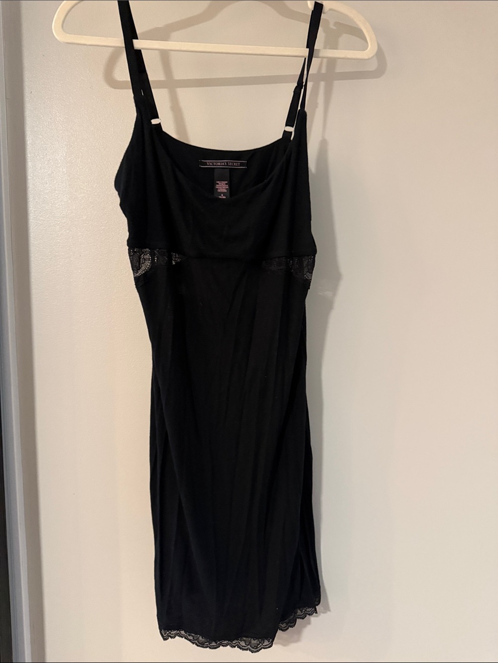 Victoria's Secret Black Slip Dress with Lace Accents